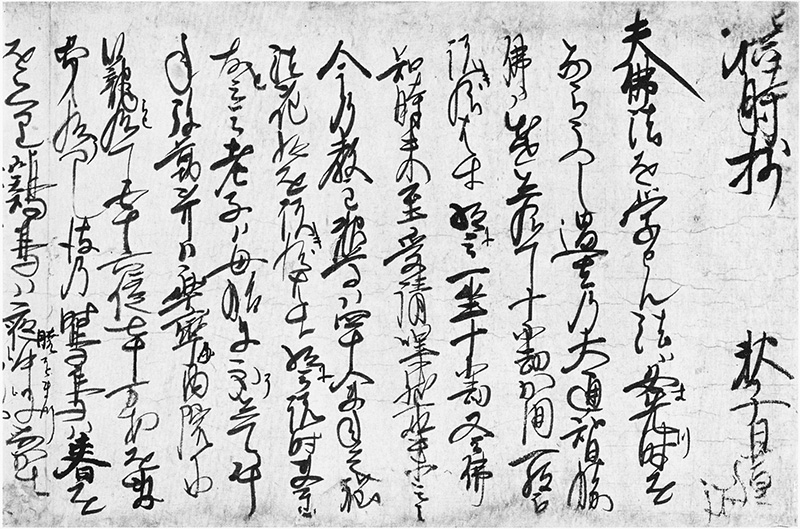 縦書きの毛筆で記された御真蹟の一紙