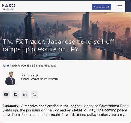 日本の国債市場の危機的局面を指摘したサクソバンク